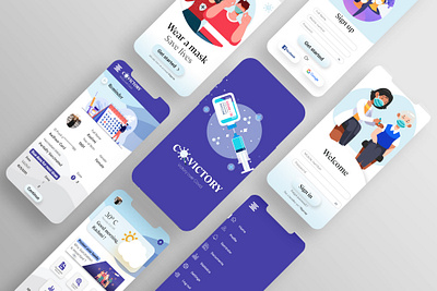 CoVictory - COVID Vaccination Application Mockup application design branding covid19 creative design creative designs creativity dailyui design graphic design graphic designer illustration interior design medical app pharmacy app trending ui ux vaccination web design website design and development