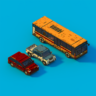 Voxel Cars 3d art game art isometric magicavoxel voxel voxelart