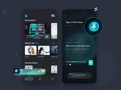 dark music player app design music music player ui ux