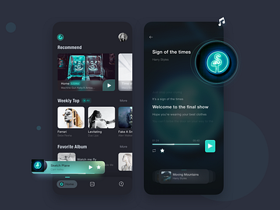 dark music player app design music music player ui ux