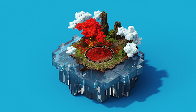 Omi Lake 3d art isometric magicavoxel voxel voxelart