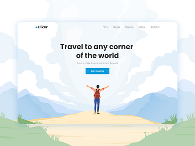 Hiker 🗻 | Website Illustration adventure design header hero hiking illustration landing landing page landing page design landingpage mountain nature outdoor web design website website design