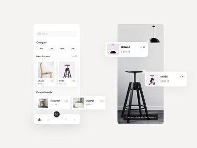 Online Shop app application concept design furniture minimal mobile mobile app rebound shopping ui ui ux ui designs uiux ux designs