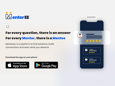 Mentoree Landing page-Above the fold app modern design concepts design designer flat glass effect glassmorphism landing page landing page design ui ux web design web designer website website concept website ui