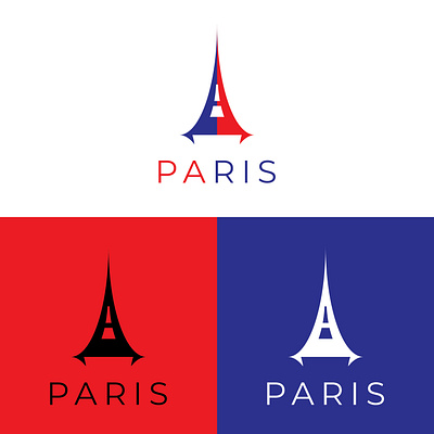 Paris logo abstract app blue branding clean design designer eiffel eiffel tower graphic design illustration logo minimal paris logo paris tower red vector