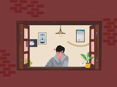 warmth of love design flat home illustration illustrator love minimal vector window