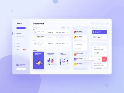 Teach.me Dashboard - concept design dashboard education lessons listing management messages schedule student system teacher tech web application
