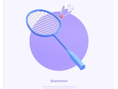 BADMINTON RACKET AND SHUTTLECOCK 3D ICON 3d icon 3d ilustration app design icon illustration sports ui ux website