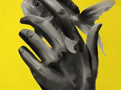 Catching Fish Alive art artwork blackandgrey brush design digital fish fish logo fishing gold goldfish greyscale hand illustration painted painter painting tones