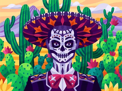 Mexican culture cactuses coloring book day of the dead festival flatdesign gallery game illustration illustration mexican mexicano mexico skull skull art vector illustration