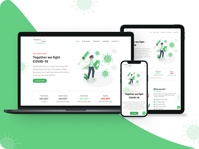 Covid - Coronavirus Home care Service Landing Page corona virus covid 19 home service illustrator landing page medical minimalist mobile ui responsive