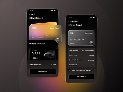 Wallet App UI Design app audi bank card clean dark dark ui design glassmorphism interface minimal mobile money morden transaction ui uidesign uidesignpatterns uiux wallet