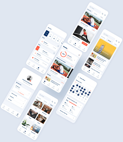 Wellify - Fitness App clean design design exploration fitness fitness app mobile app navy blue orange sport sports design ui ui design ui exploration user experience user interface design ux ux design wellness wellness app