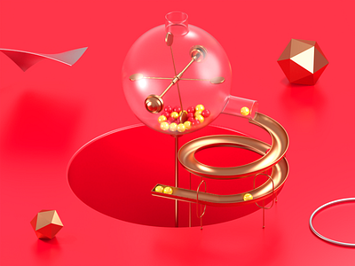 Lucky device ball c4d geometry lucky metal red