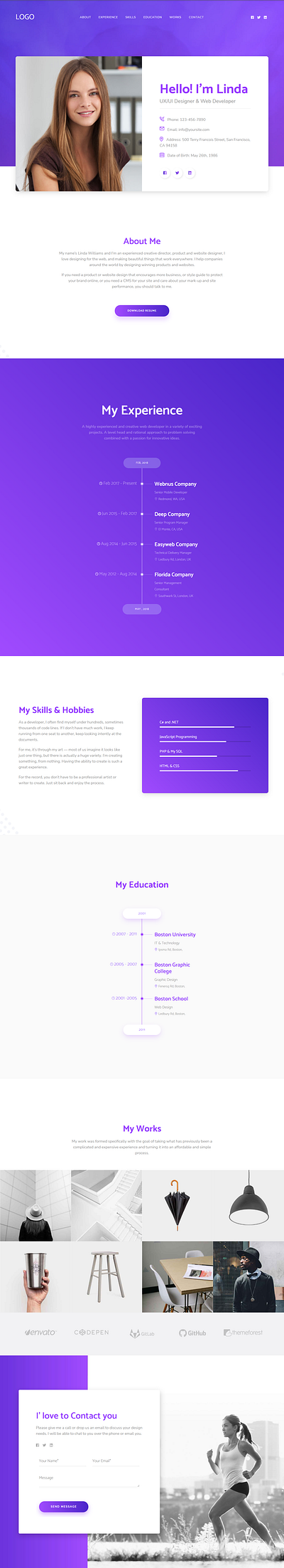 Personal Portfolio and CV Wordpress Website cv elementor elementor pro landingpage personal website portfolio website website wordpress wordpress design