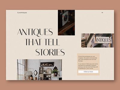 Minimal hero section - Antiques design hero section minimal noise noise texture pics ui ui design ux ux design web design