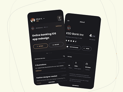 Freelance Platform - iOS dark mode freelance interface ios iphone ui