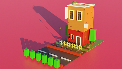 Low poly house 3d art 3d modeling blender 3d blender3d dribble dribble shots low poly lowpoly