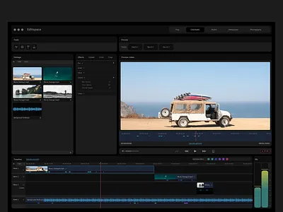 Video Editing audio cinematic editing ui video workspace