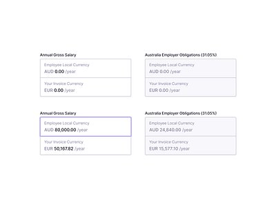 Salary Calculator Form app calculate calculator currency converter currency exchange dashboard design system employee form fx input input field input fields inputs remote saas salary tax ui web