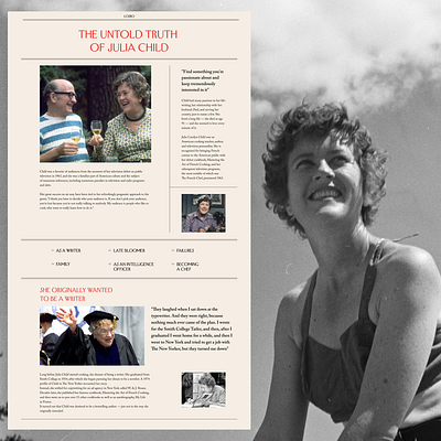 Julia Child Biography concept biography concept design longread minimalism paper peoples ui webdesign