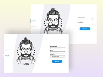 Registration screens for Barbershop App app app ui signin signup uiux