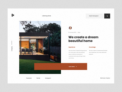 Interior Design / Architect - Website concept architect architecture article blog design designer garden home house interior design minimalist read more ui ux web design webdesign website