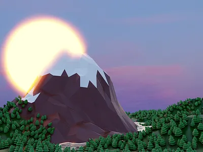 Sunset At Poly-Land 3d blender3dart nature practice