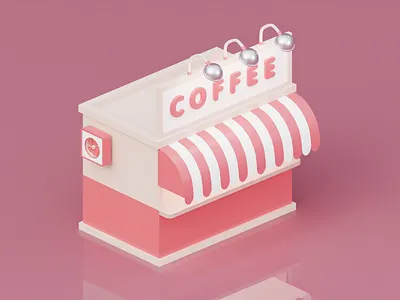 Take away coffee shop 3d 3d art 3d artist artwork blender3d c4d cinema4d clean coffee colorful creative digital digital art digitalart illustration illustrator kiosk minimal render shop