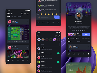 Dashl - Social Gaming App app app design design game design mobile ui ux