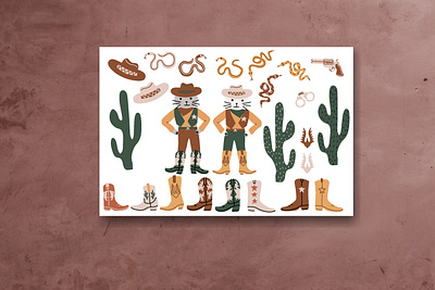 Wild cowboy Cat baby illustration kids illustration snake vector western wild cat wild west