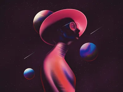 Stargazing art character creative crypto cryptoart design flat girl graphic icon illustration minimal nft nftart nfts simple space texture vector web