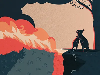 Australia fires @art @australia @australian @background @burn @design @fire @fires @flame @flames @forest @illustrator @kangaroo @koala @tree illustration