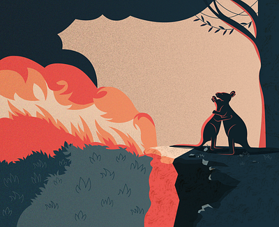 Australia fires @art @australia @australian @background @burn @design @fire @fires @flame @flames @forest @illustrator @kangaroo @koala @tree illustration