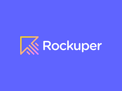 Rockuper Logo abstract arrows brand brand identity branding buy logo clean gennady savinov logo design geometric gradient logo design modern monogram professional r letter r logo r logomark rocket startup logo symmetric