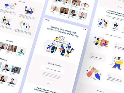 2hearts Community - Landing Page about us app clean clean ui contact us design flat header hero hero banner home home page illustration landingpage robot ui vector web web design website