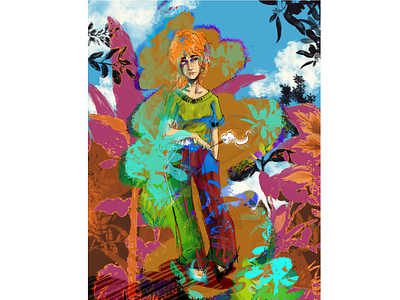 The Flower Woman background design book design illustration flower graphic illustration hair illustration novel plants vegetal