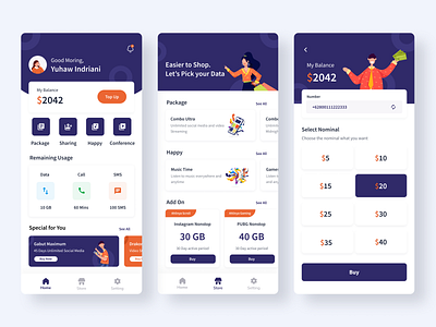 Internet Provider App (Mobile Operator App) app design balance data interaction design internet internet app internet banking internet shop invest mobile app mobile data mobile design mobile operator operator phone phone package provider sim card ui ux wireless