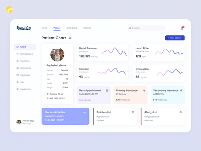 Meta: new look - new concept app charting clinics concept design design design app improvement infographics insurance intuitive patient app personal data platform design rebound redesign ui usa ux visual design website design