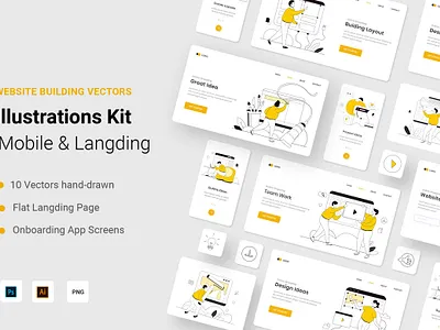 Buiding Website Illustration Kit business character concept design flat health illustration isometric landing online vector website