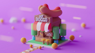 Hot Doggo cartoon cinema 4d design game illustration isometric lowpoly octane