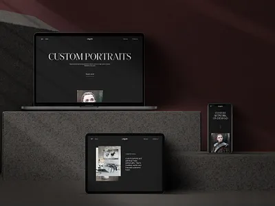 Showcase mockups of caligrafik.art dark elegant elegant font light mockup moody study case website