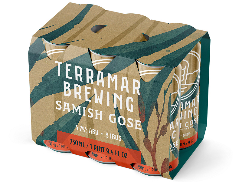 Samish 2d 6 pack alcohol ale beer beverage bottle box brew brewing can cans gose illustraion label packaging procreate six pack