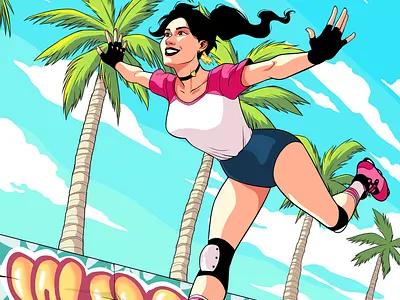 whooosh! 90s art direction character design design panama rollerblading skating
