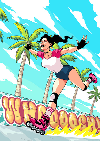 whooosh! 90s art direction character design design panama rollerblading skating