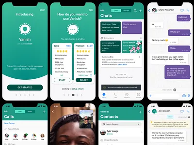 Vanish Messenger App Design for iOS and Android app design branding design ios app design logo mobile app design ui ux whatsapp