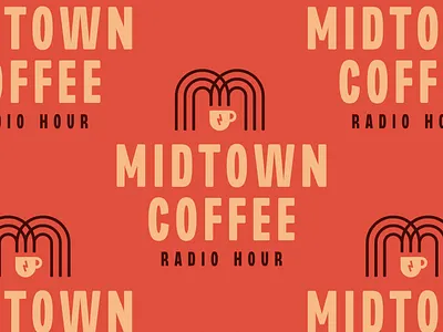 Midtown Coffee Radio Hour branding coffee design icon identity illustration line logo m mug podcast radio south dakota vector