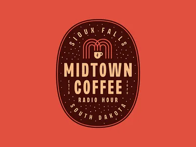 Midtown Coffee Radio Hour branding coffee design icon identity illustration line logo m mug podcast radio south dakota vector