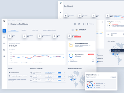 Vega Cloud Management Platform app application blue card dashboard design figma material design material ui prototypes ui ux