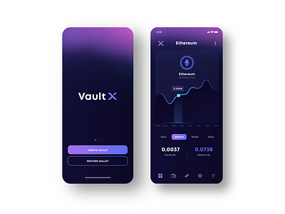 Vault X - Crypto Wallet app coin crypto crypto wallet cryptocurrency icon interface logo logodesign mobile ui ui ux ui design ux v v letter v letter logo wallet x